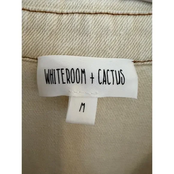 Whiteroom + Cactus Cotton Denim Shirt Dress Beige Snap Button Utility Size M - Picture 5 of 10